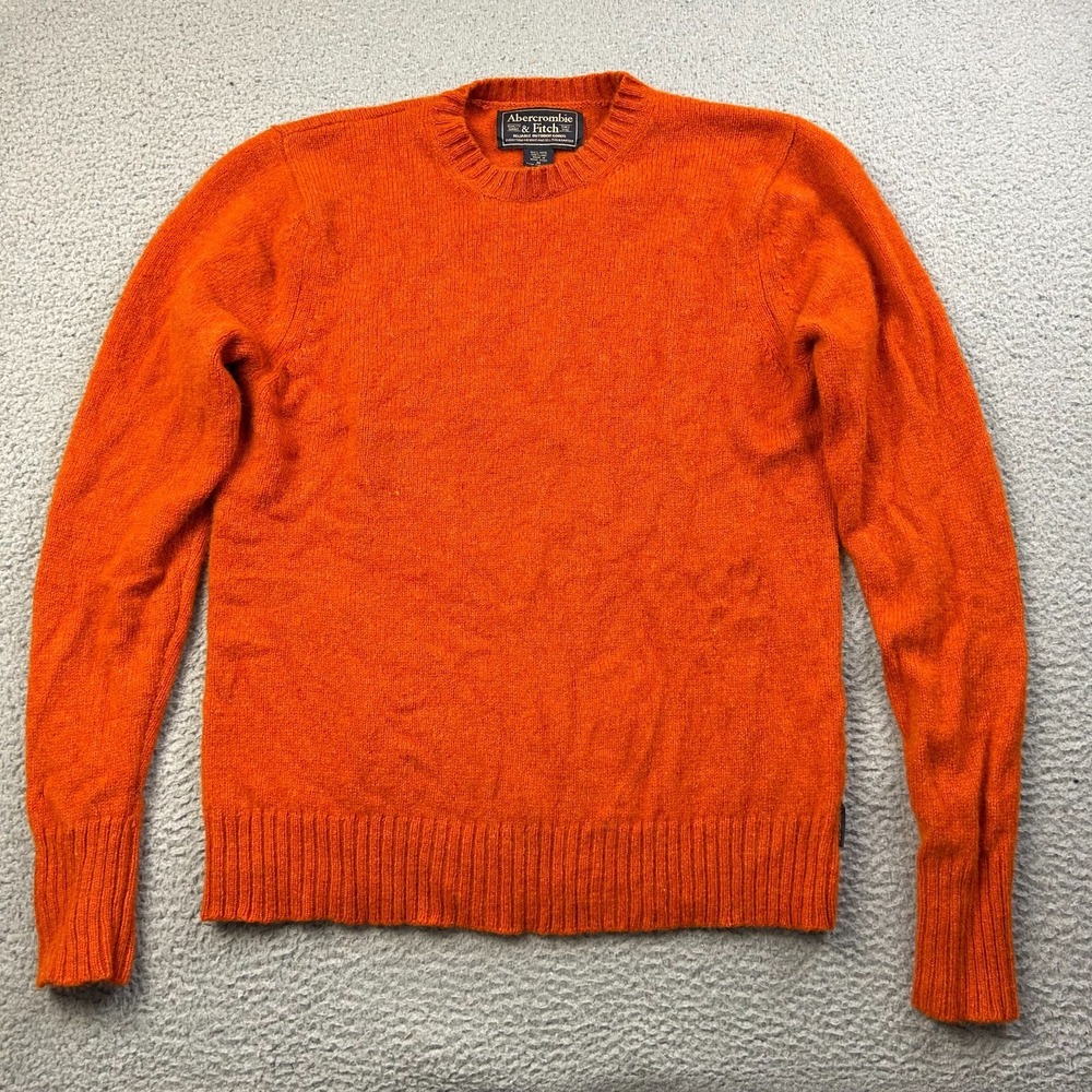 Vintage Abercrombie & Fitch Sweater Men's Medium Orange 100% Shetland Wool